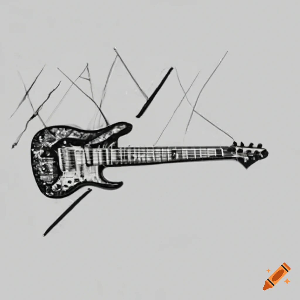 Distorted grunge electric guitar on the floor on Craiyon