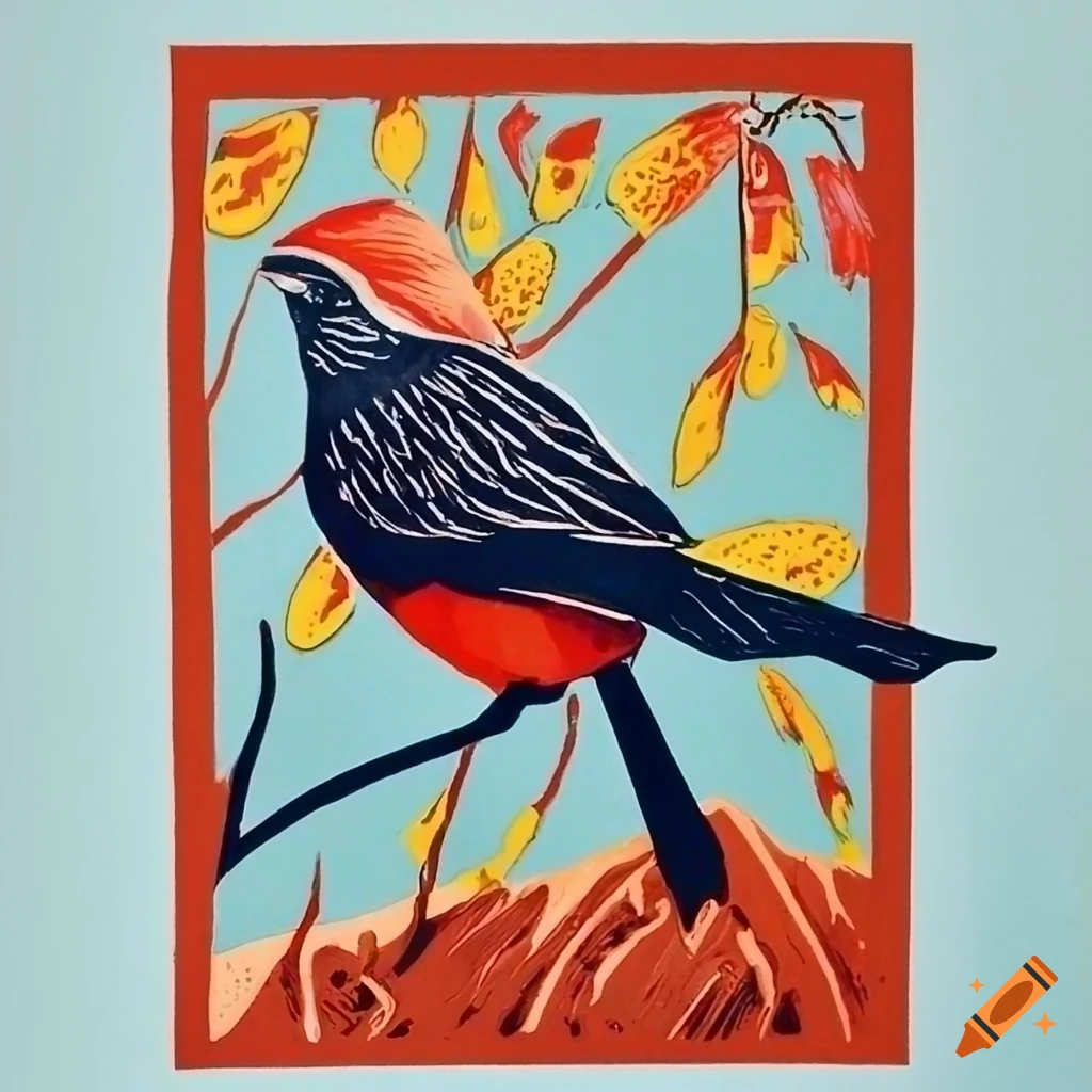 Colorful linocut artwork representing new zealand