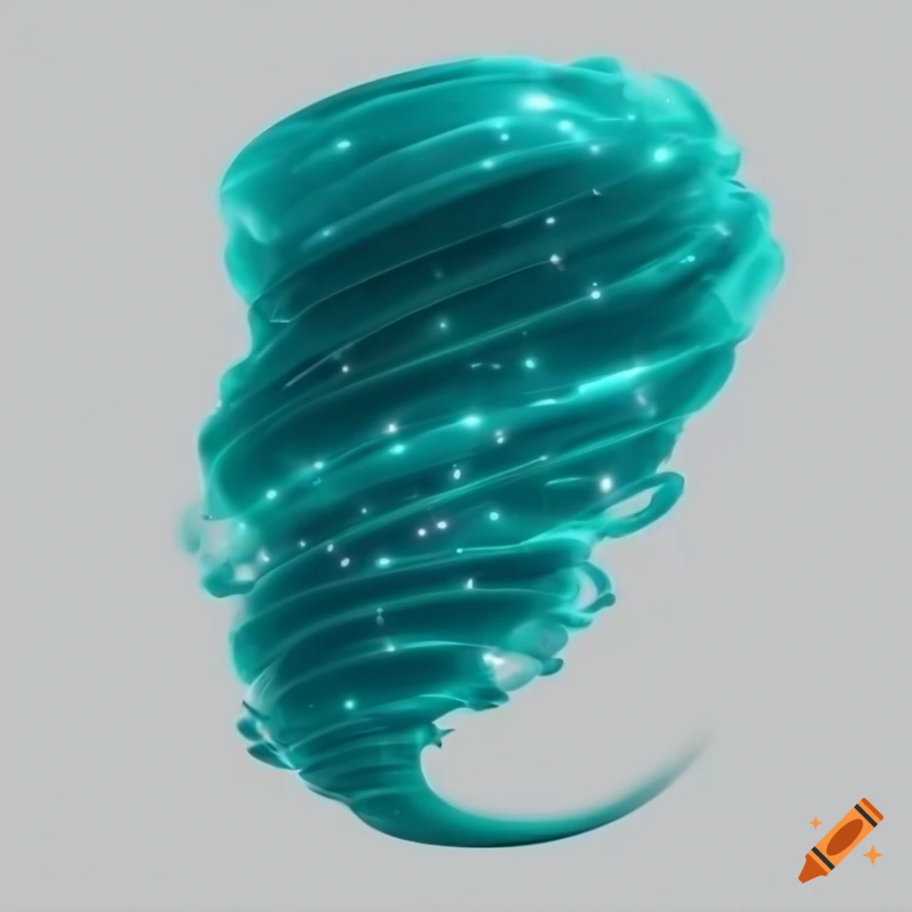3D rendering of a powerful tornado with turquoise lights