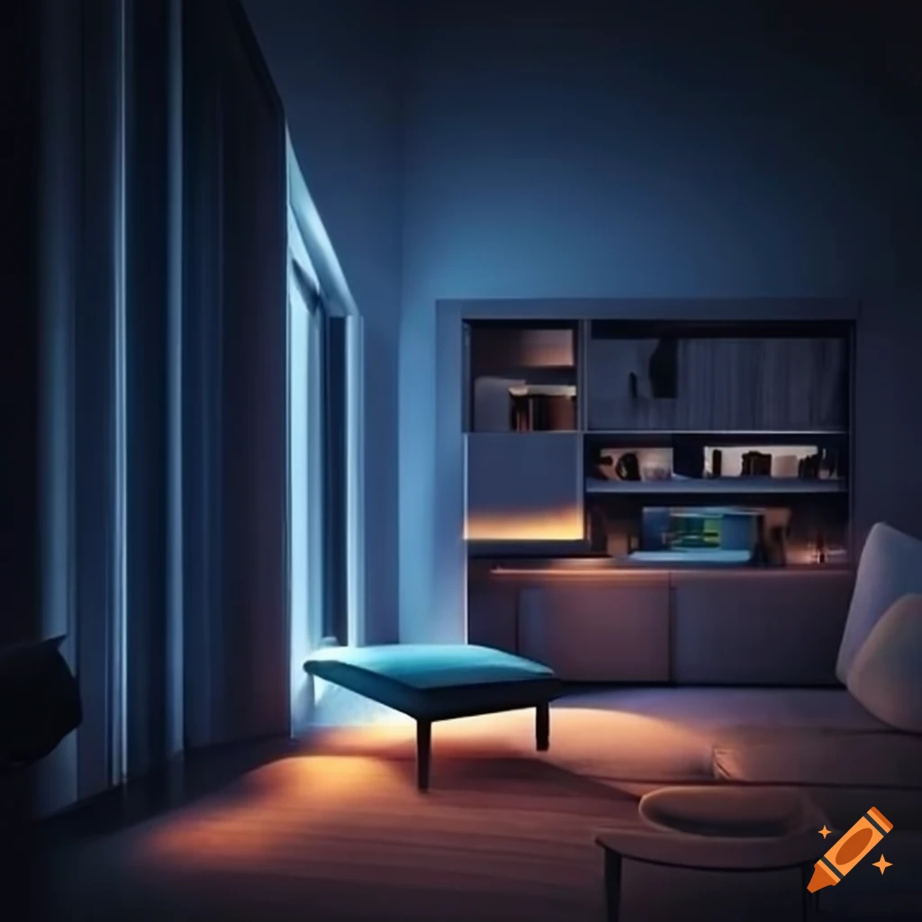 night view of a modern bachelor apartment