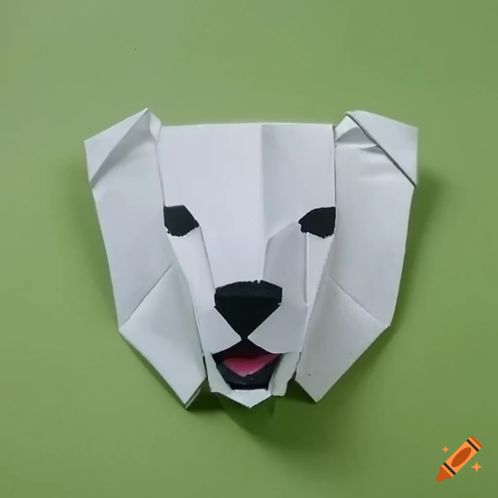 origami polar bear face sculpture