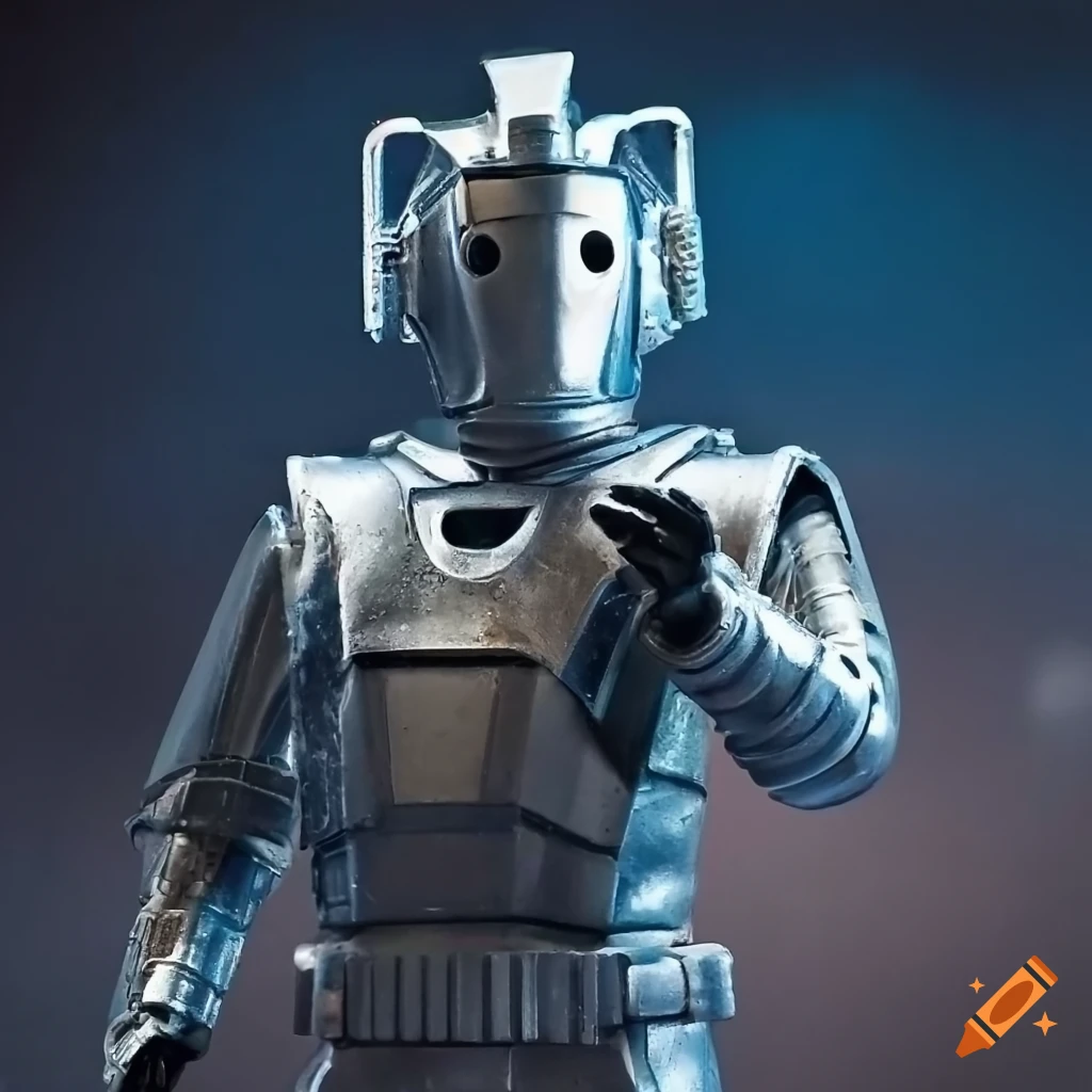 Cybermen advancing in a derelict industrial complex