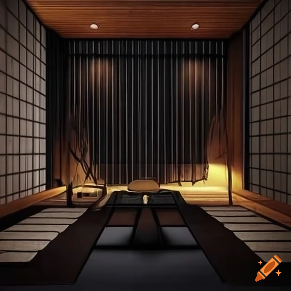 modern japanese style room with black accents