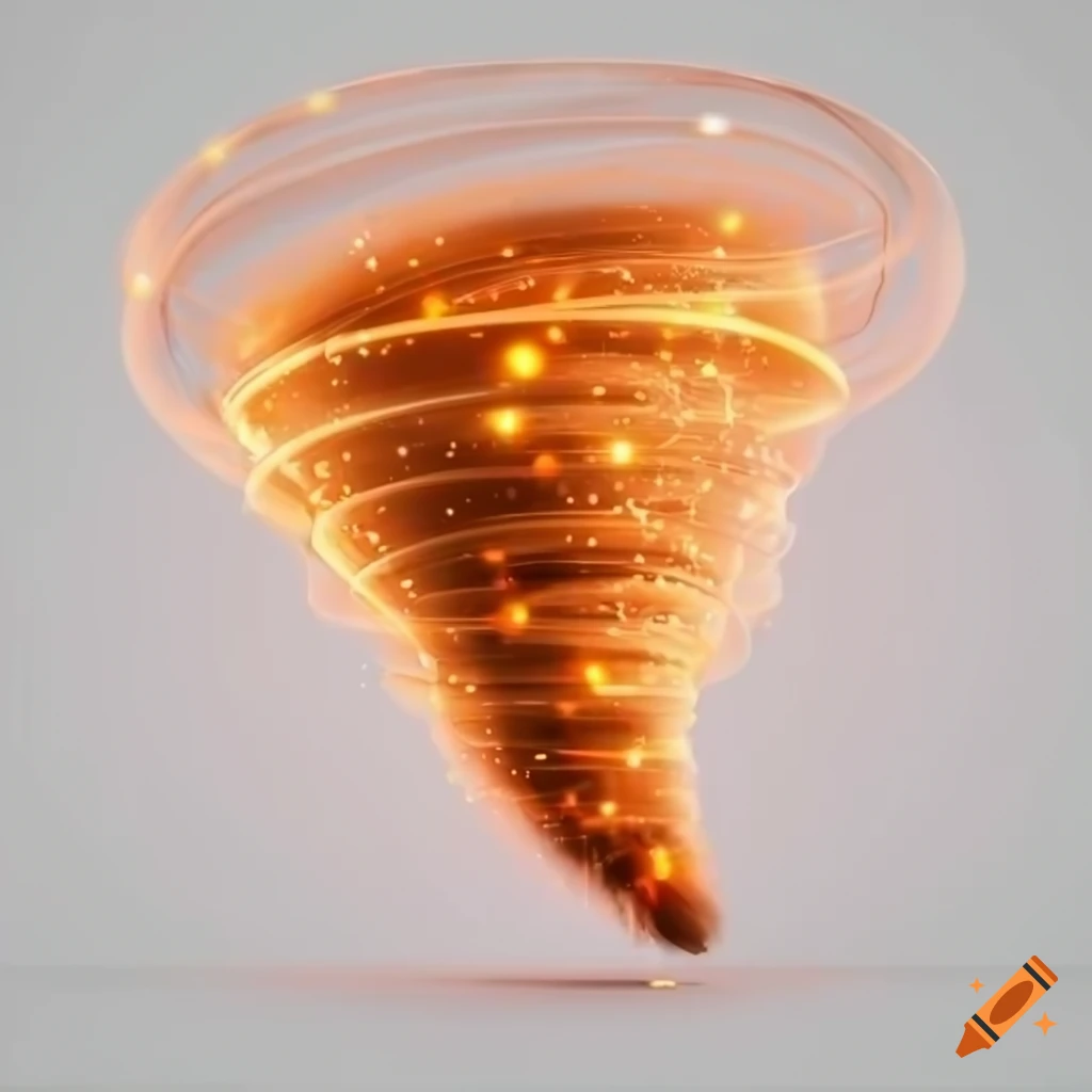3D rendering of a powerful tornado with bright orange lights