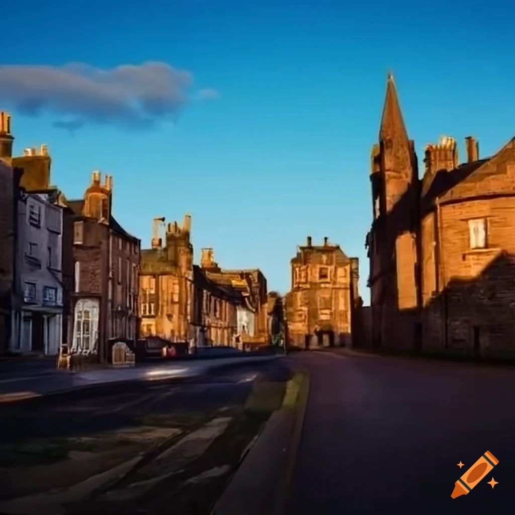 afternoon light over a Scottish town