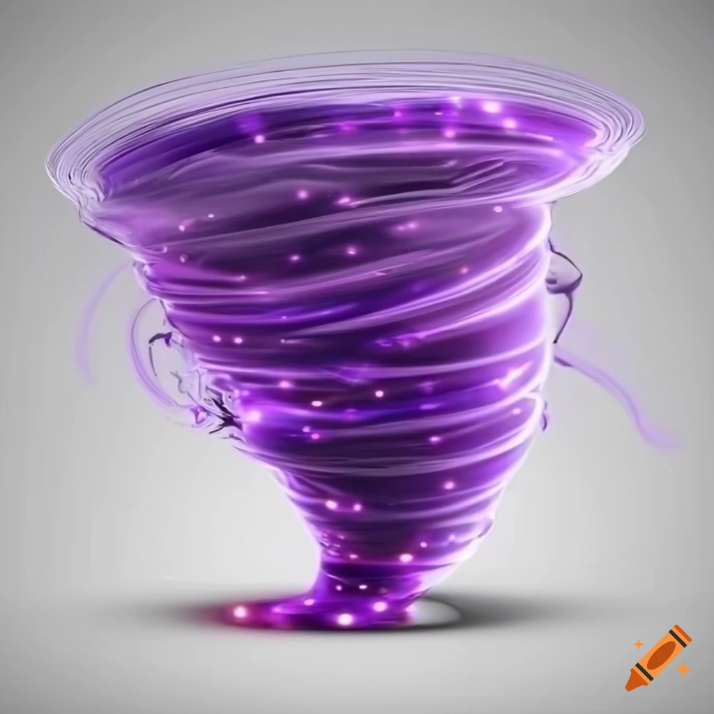 3D rendering of a powerful tornado with purple lights