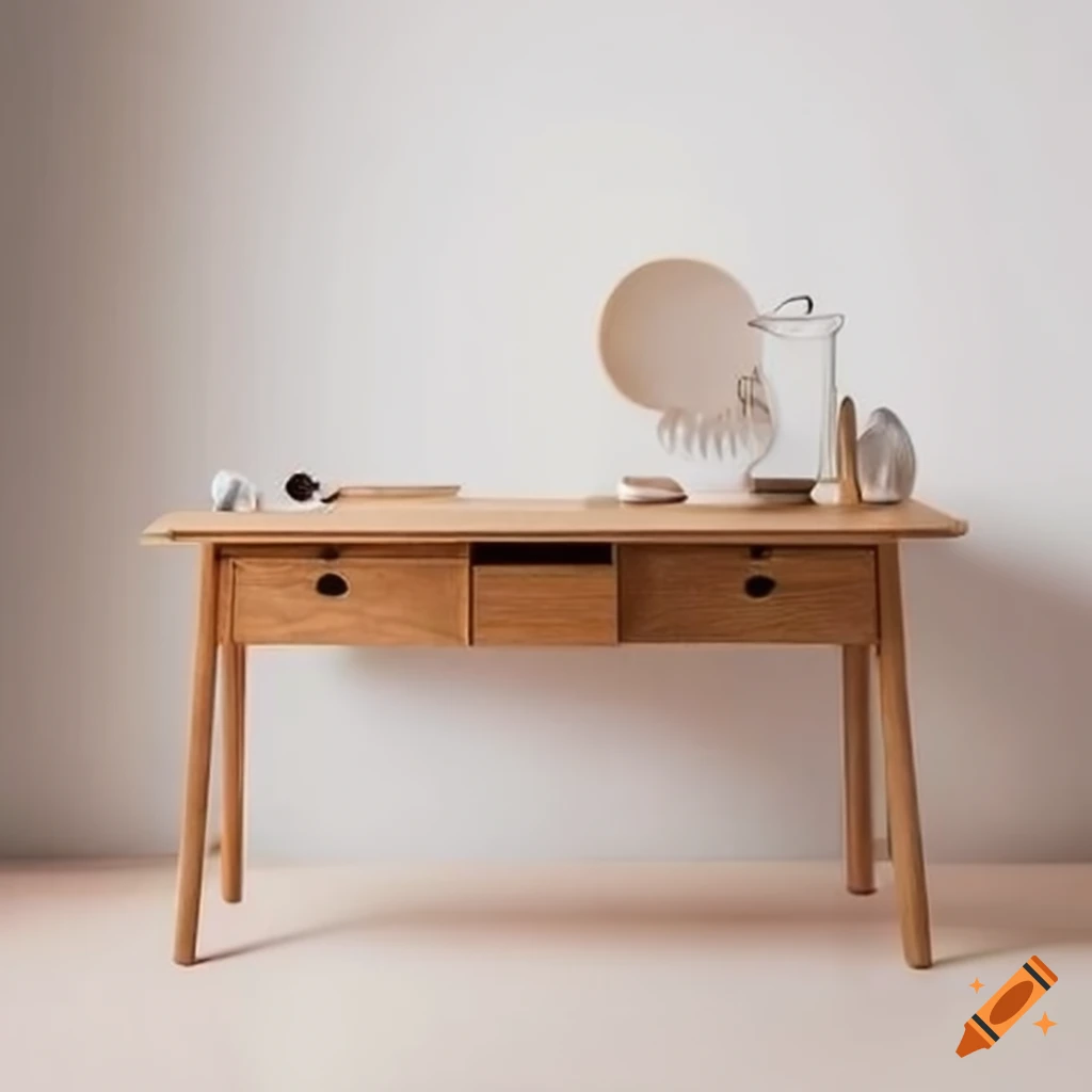 wooden desk with drawers in Scandinavian style