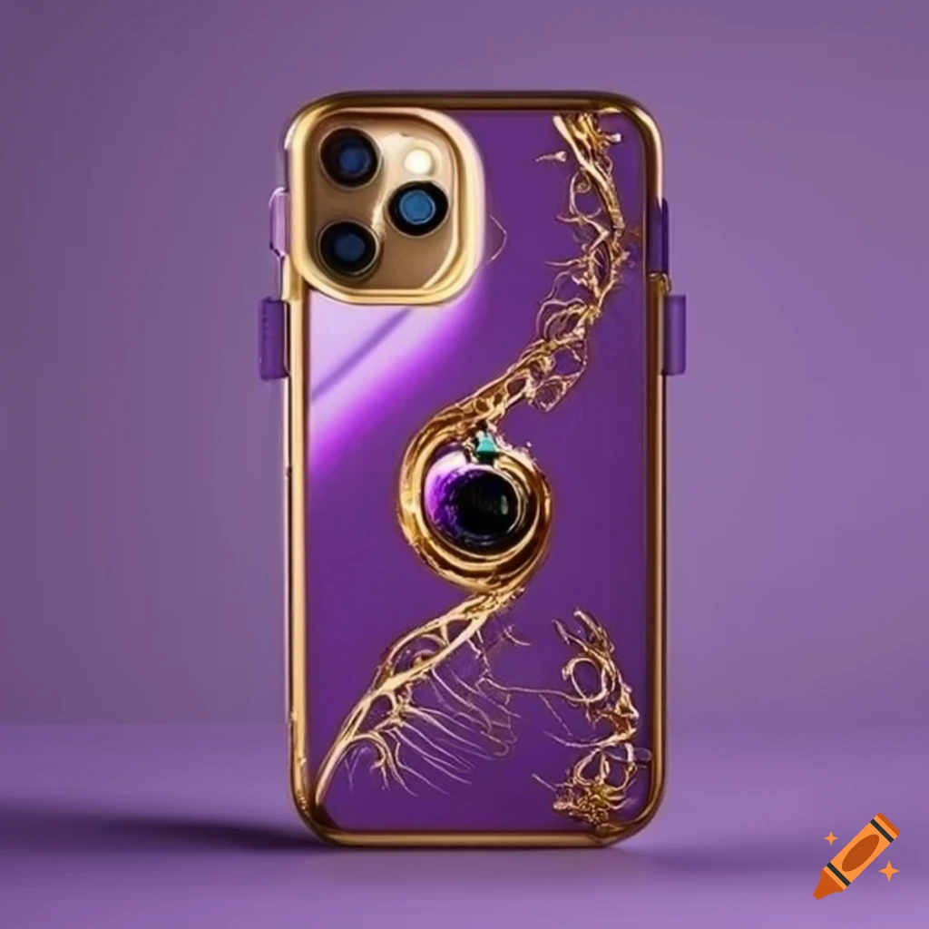 Luxurious purple and gold iphone case on Craiyon