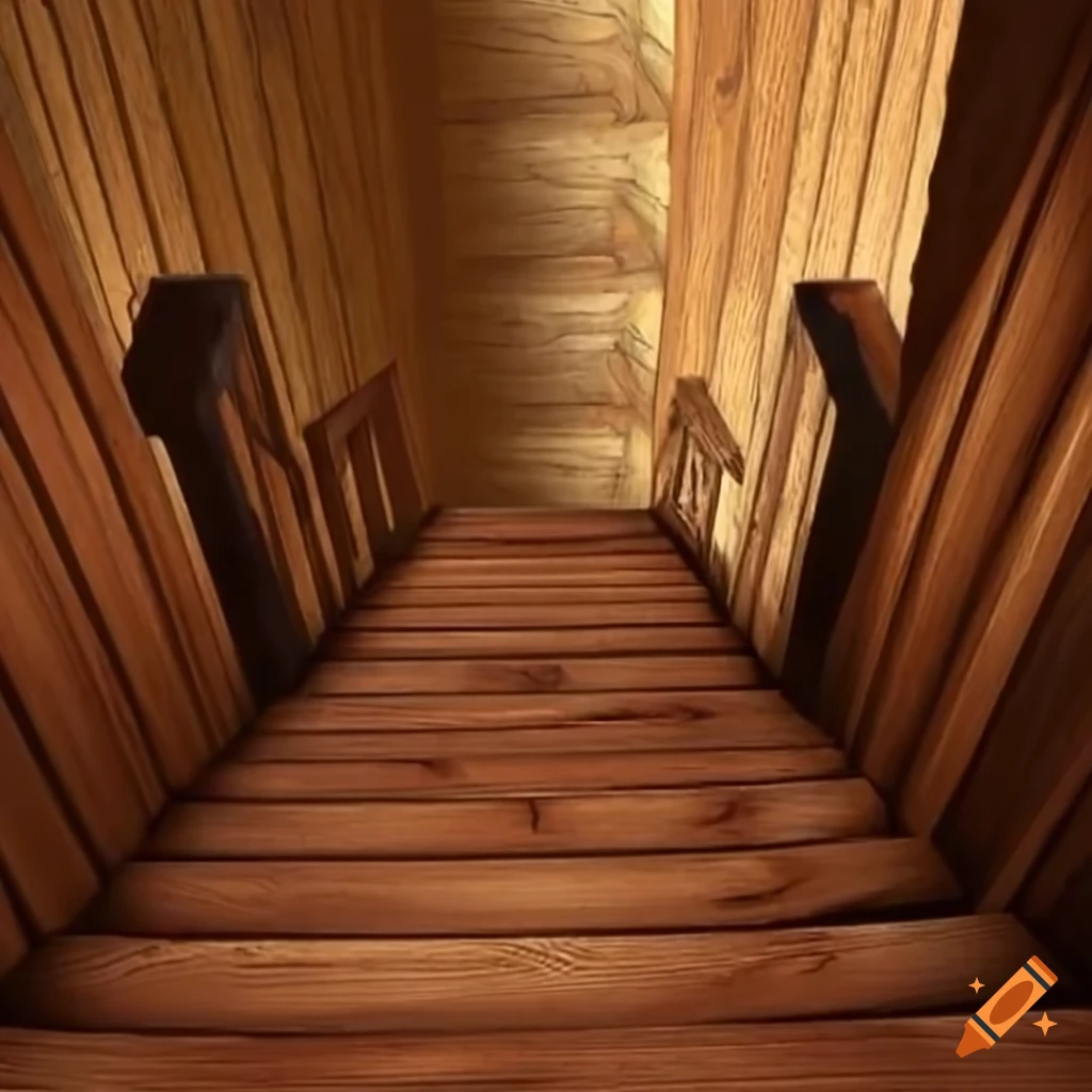 photo of wooden stairs descending
