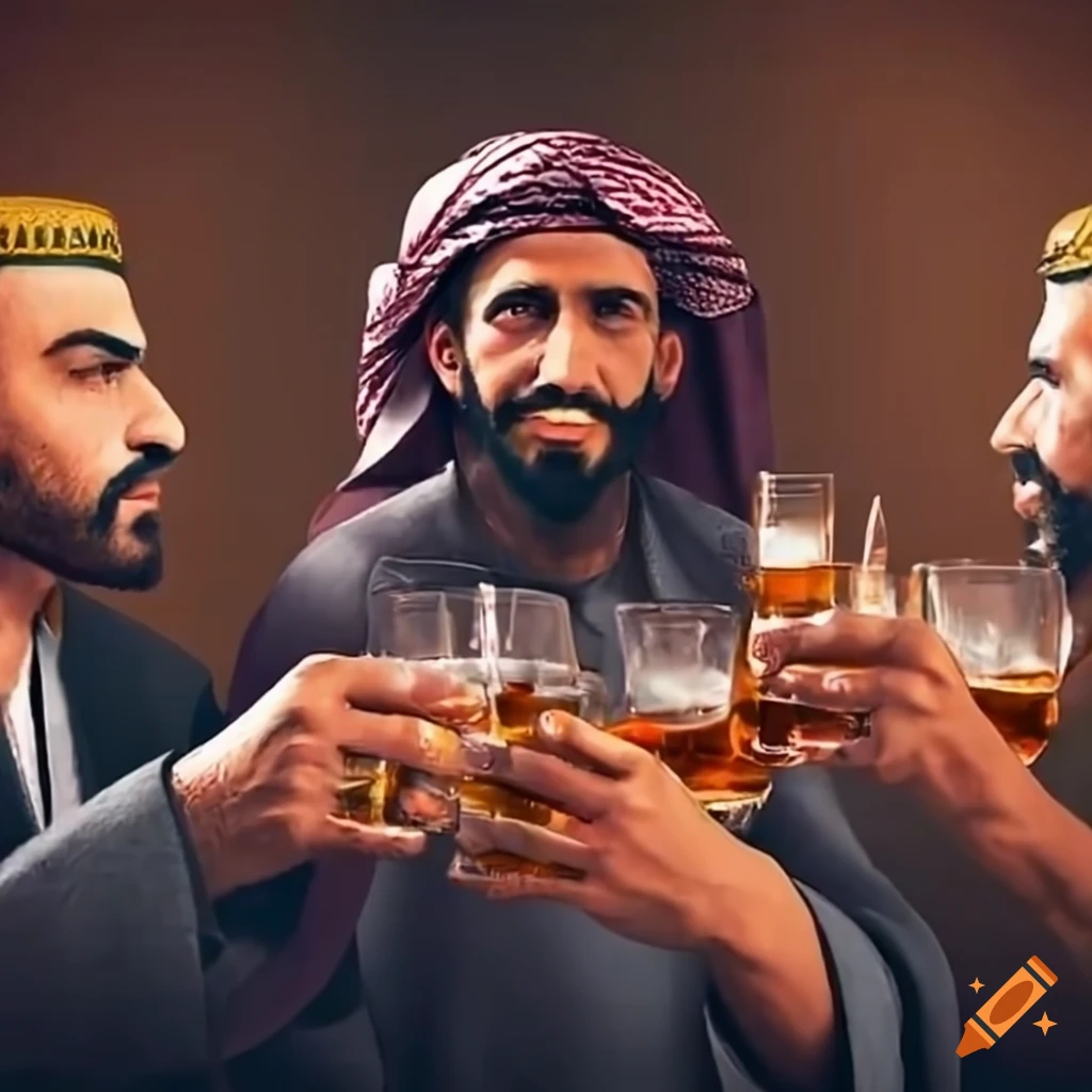 three men celebrating with whiskey