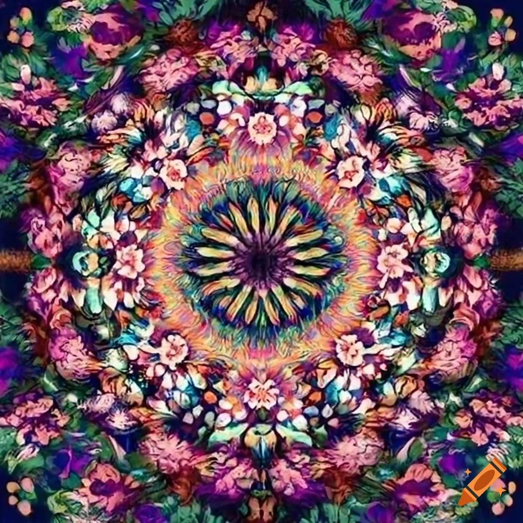 abstract floral pattern in a circular swirl