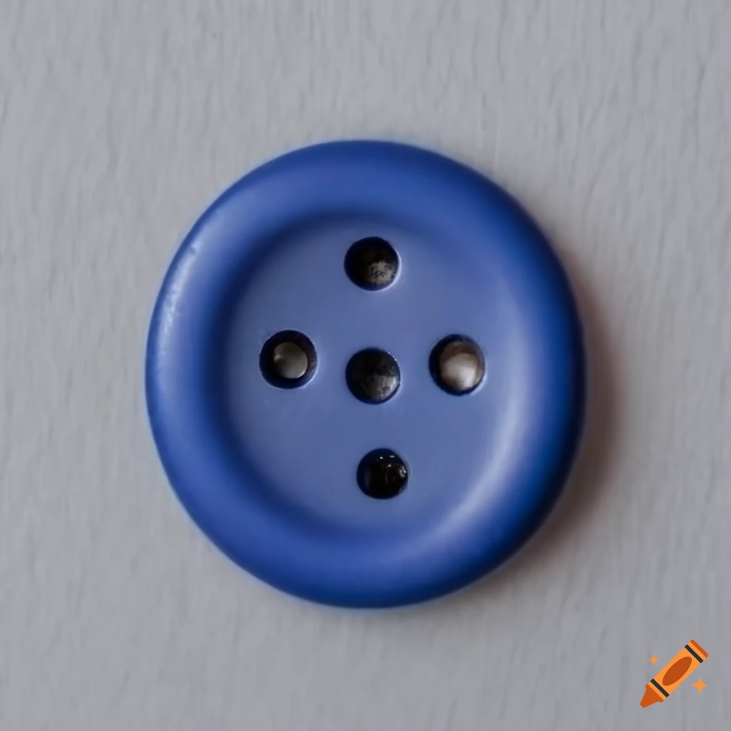 Blue sewing button on a white background