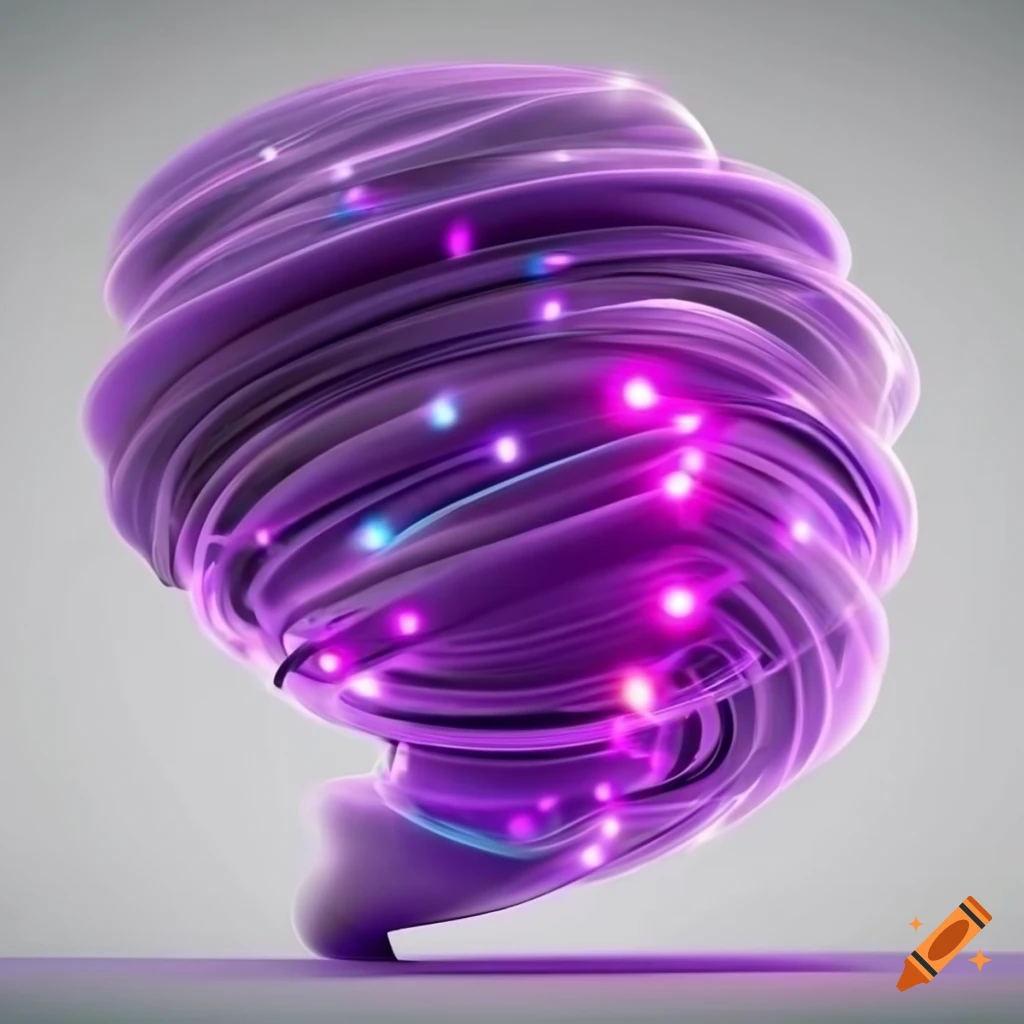 3D rendering of a tornado with purple lights