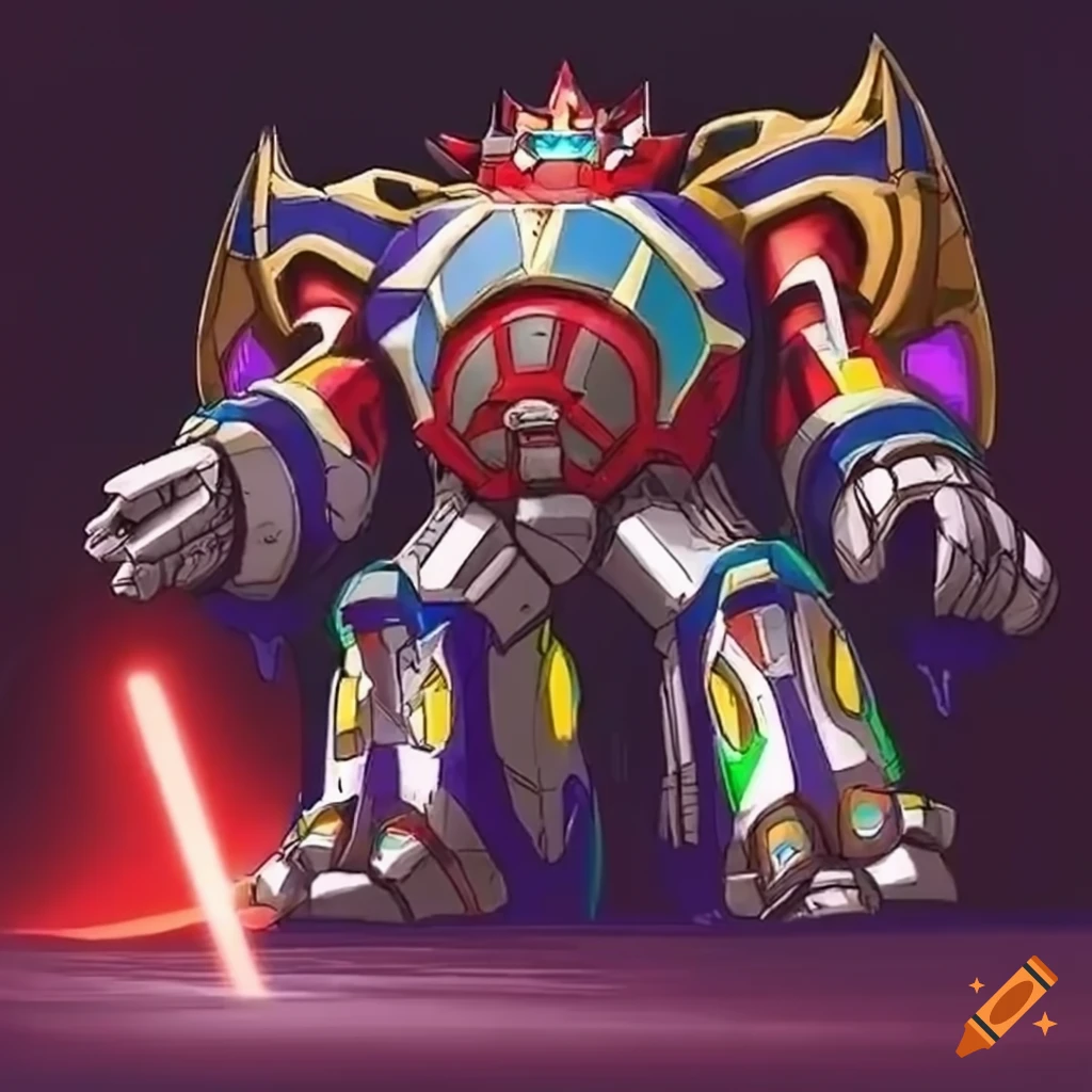 image of a megazord with armadillo, dog, and elephant tank elements