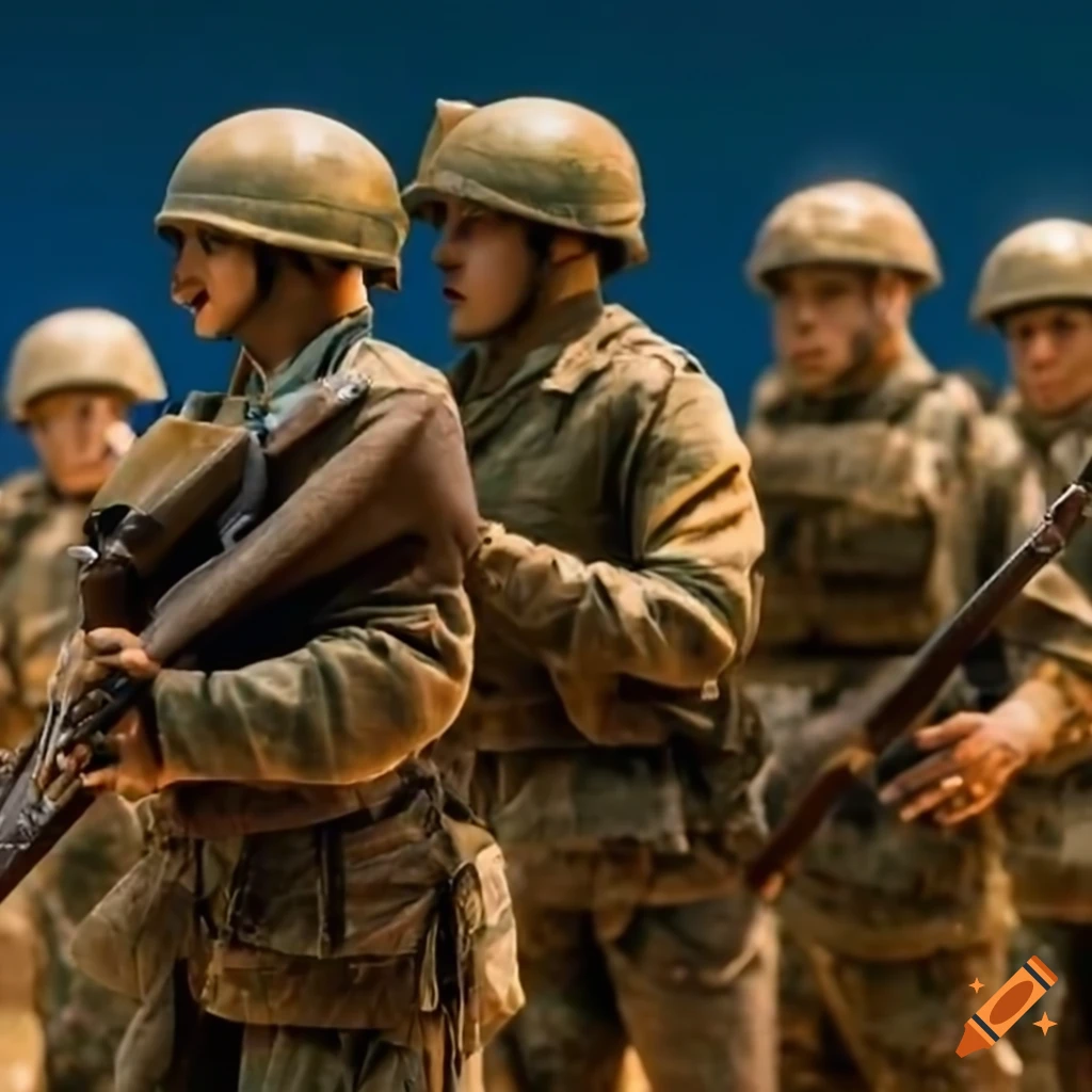 soldiers singing together