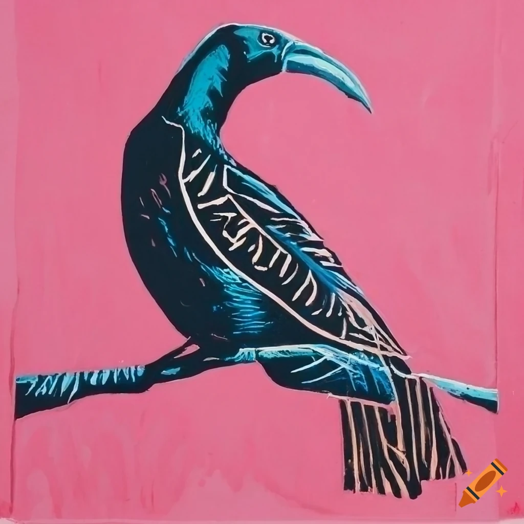 Vibrant linocut artwork inspired by new zealand on Craiyon