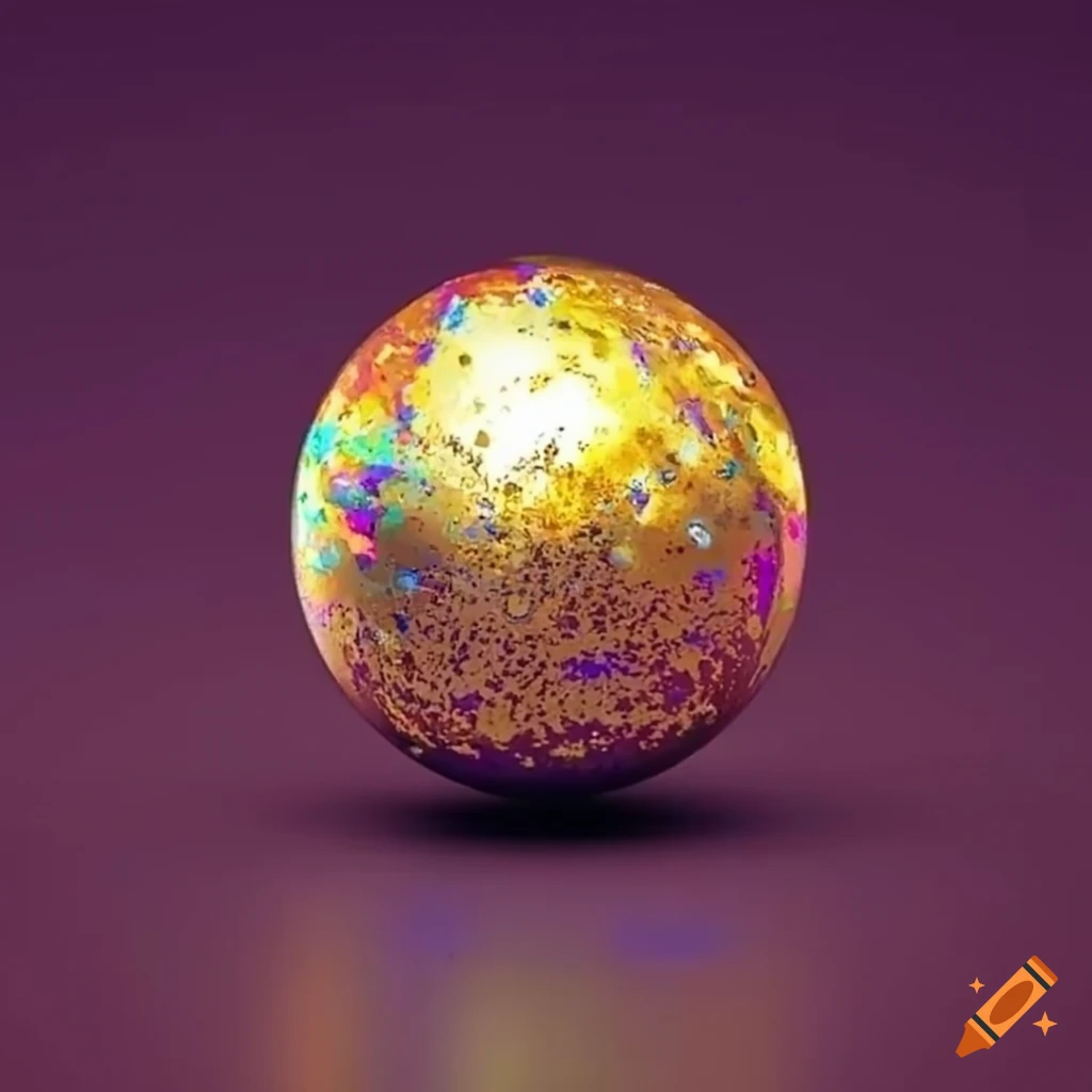Golden ball with colorful reflections on Craiyon