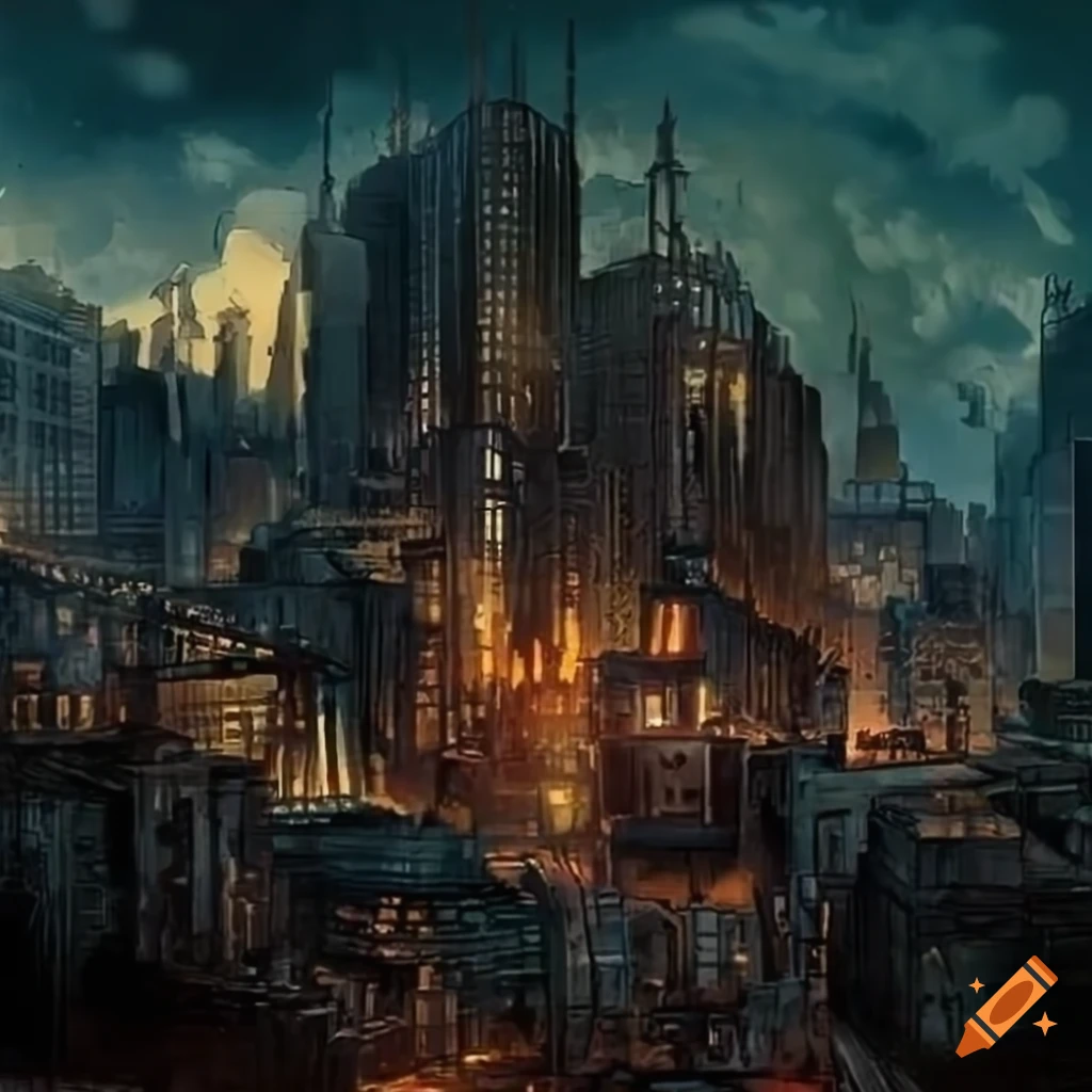 retro sci-fi city illustration
