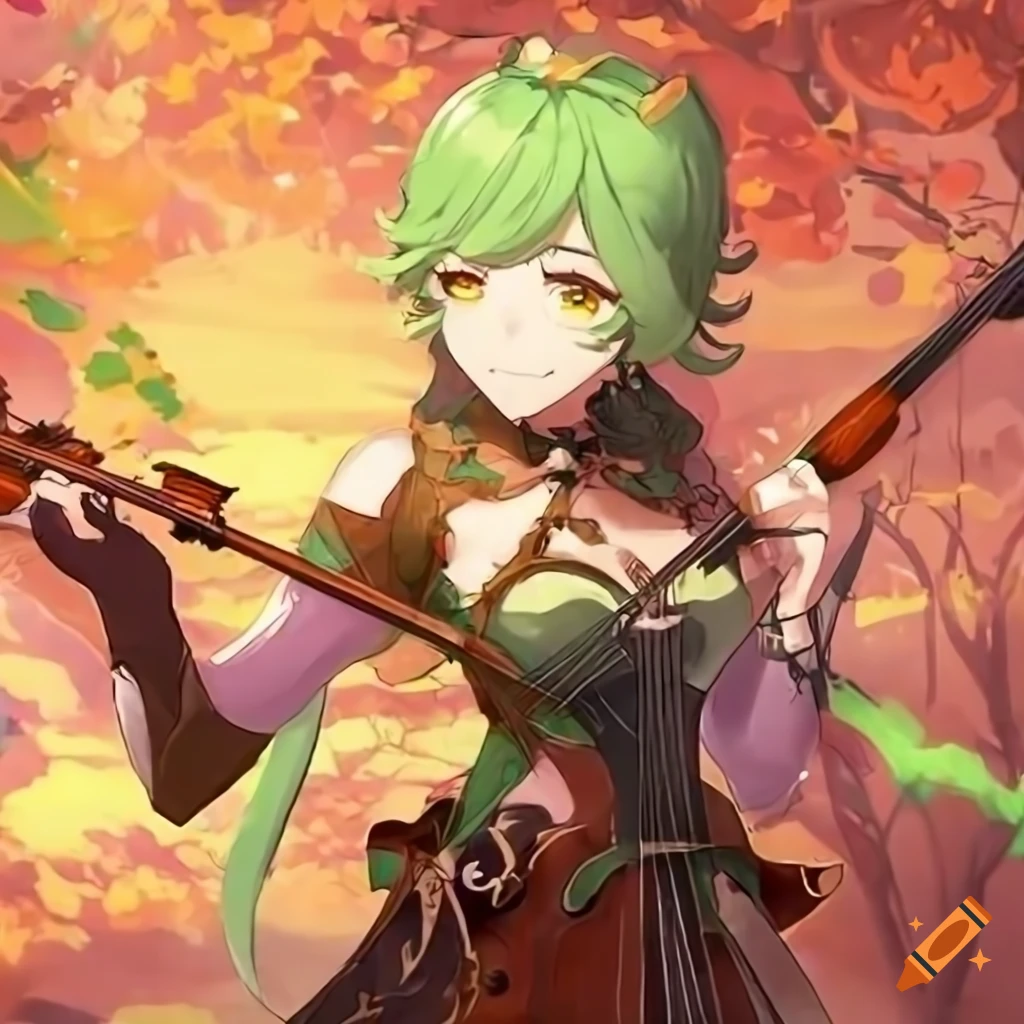 dendro character playing the violin in Genshin Impact