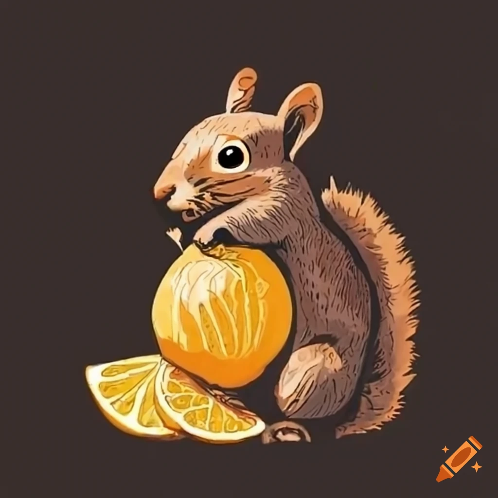 Squirrel eating a lemon in a jar