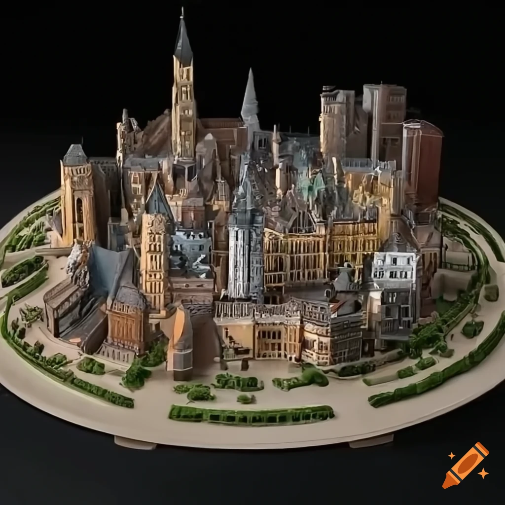 hyper realistic model of a German city on a table