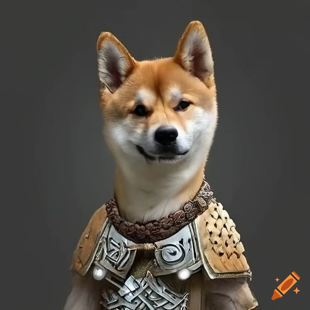 Picture of a dog wearing viking armor and a mohawk on Craiyon