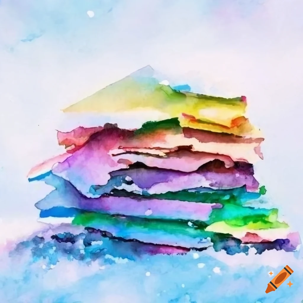 colorful watercolor painting of papers in snow