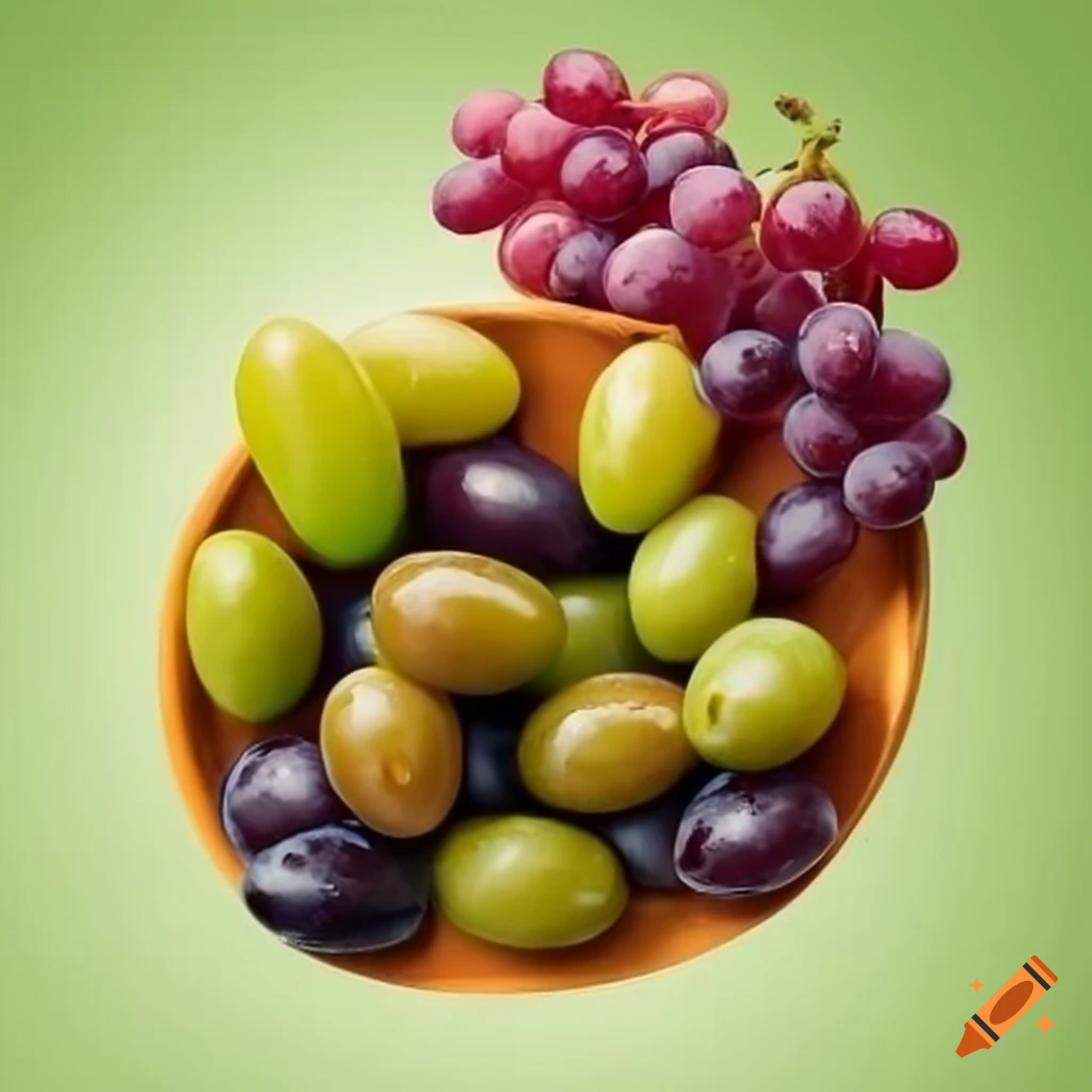 Grapes and olives on a plate