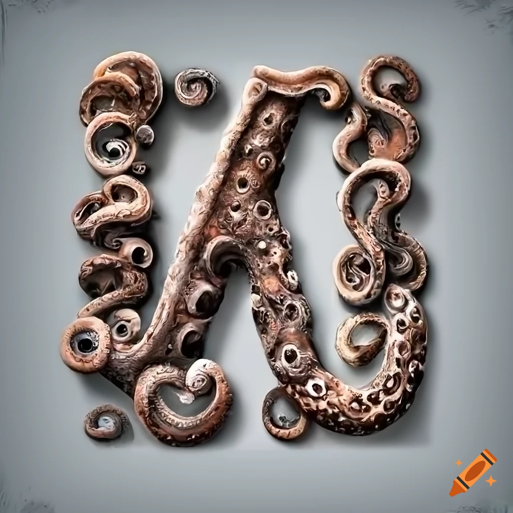 highly detailed stone letter "A" with octopus masks