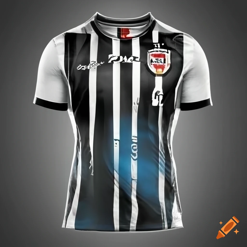 Black, white, and gold football jerseys design on Craiyon
