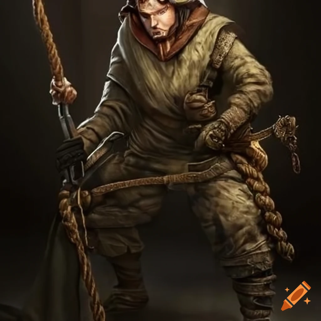 fantasy rogue with knives and combat gear