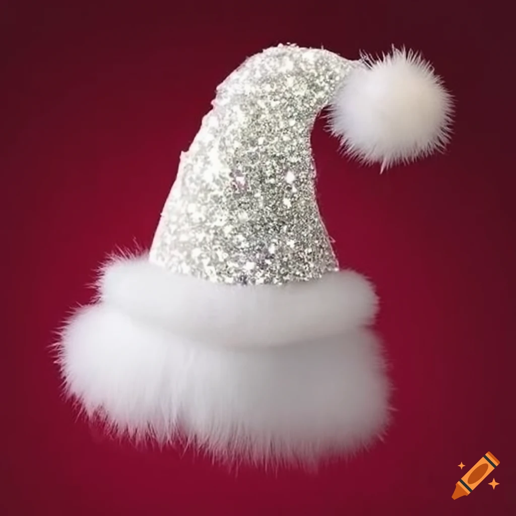 white glitter Santa hat
