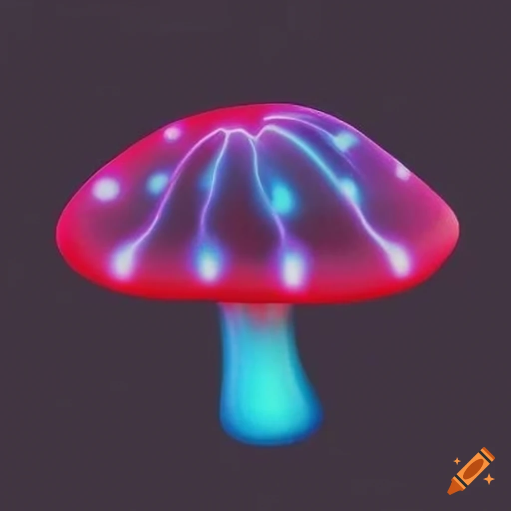 neon mushroom being struck by lightning