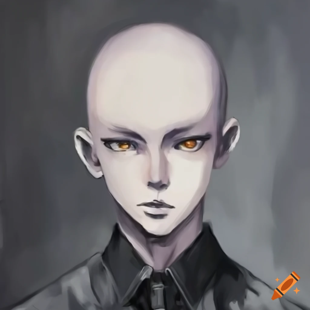 Anime character with a bald head on Craiyon