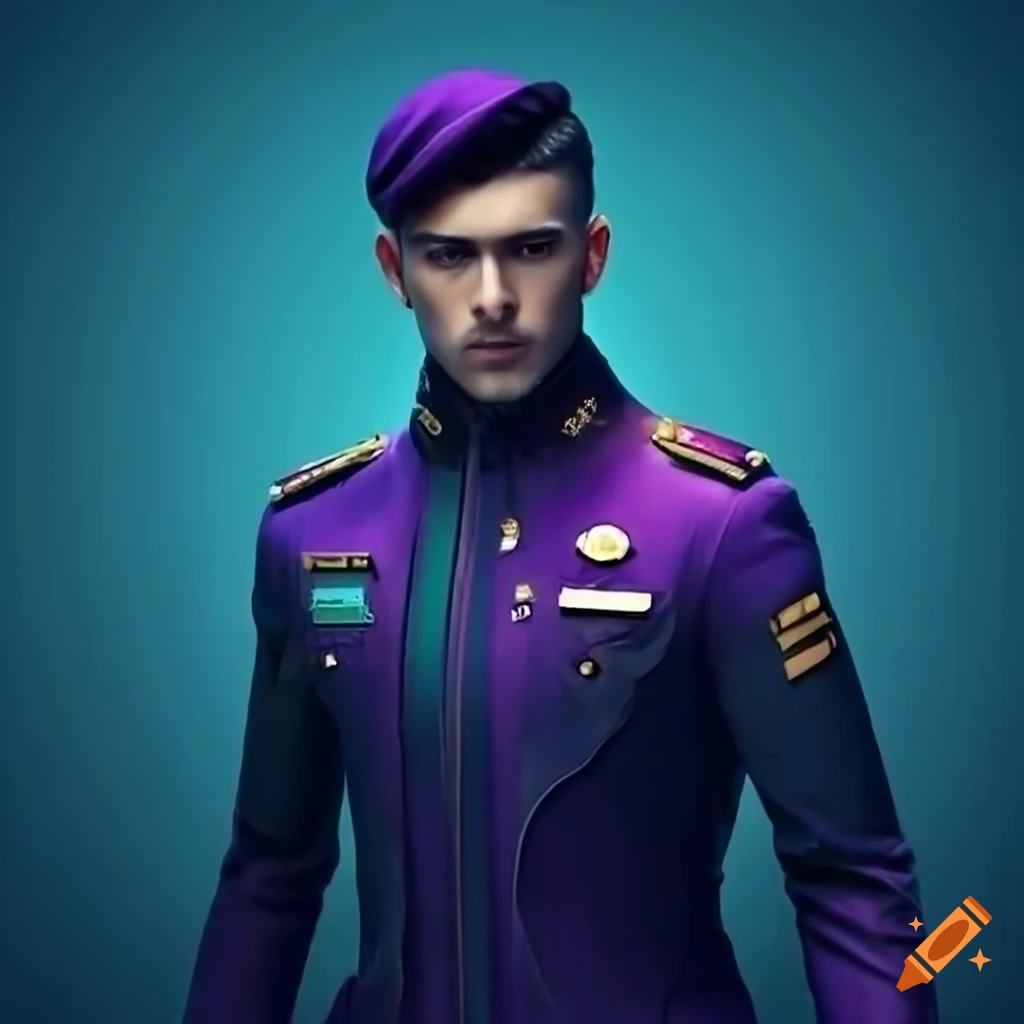 portrait of a male soldier in futuristic military uniform