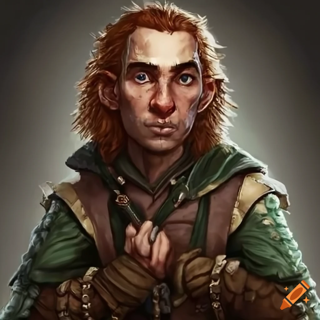 Portrait of a mixed race hobbit rogue on Craiyon