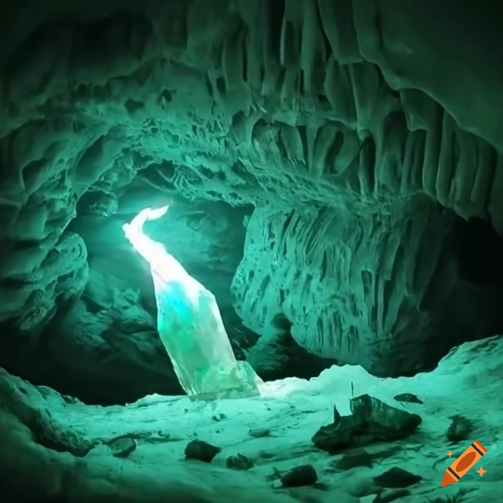 glowing mineral in a cave