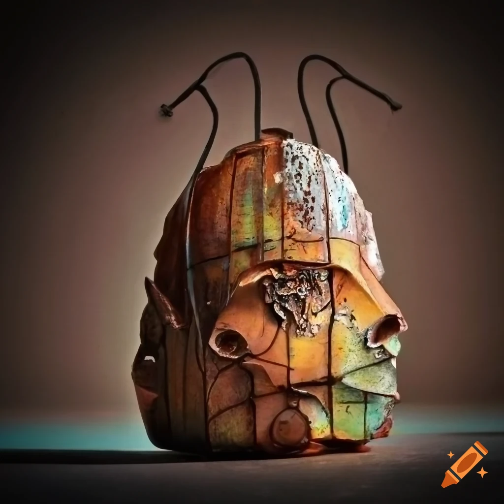 Mixed media sculpture with various materials