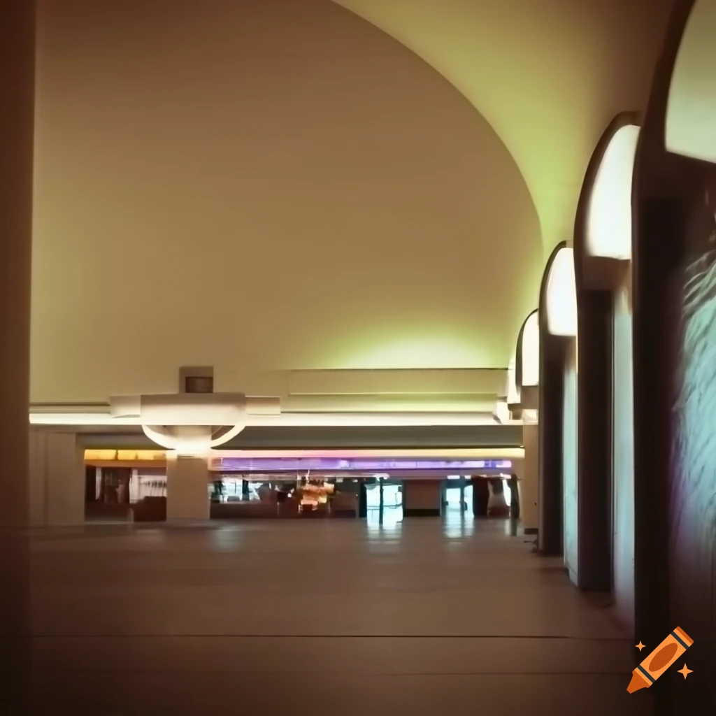 art deco food court in a shopping mall