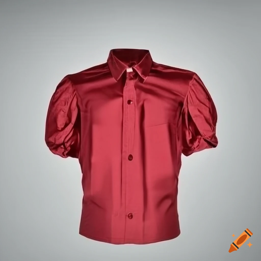Red shirt with short puff sleeves