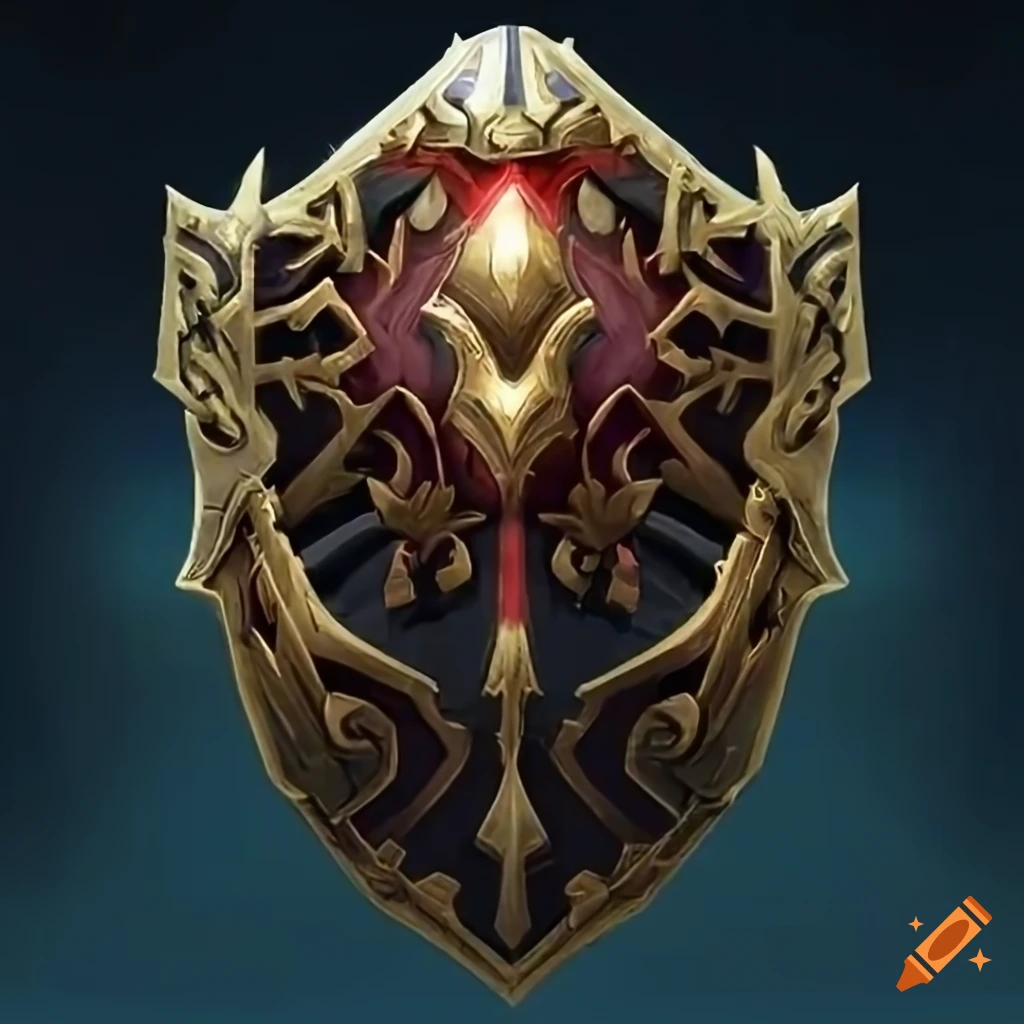 Symmetrical legendary shield illustration