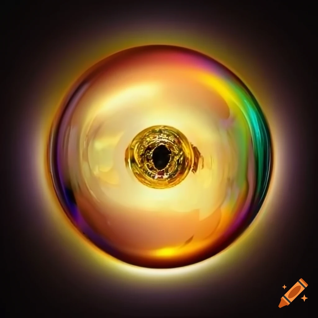 Golden ball with colorful reflections