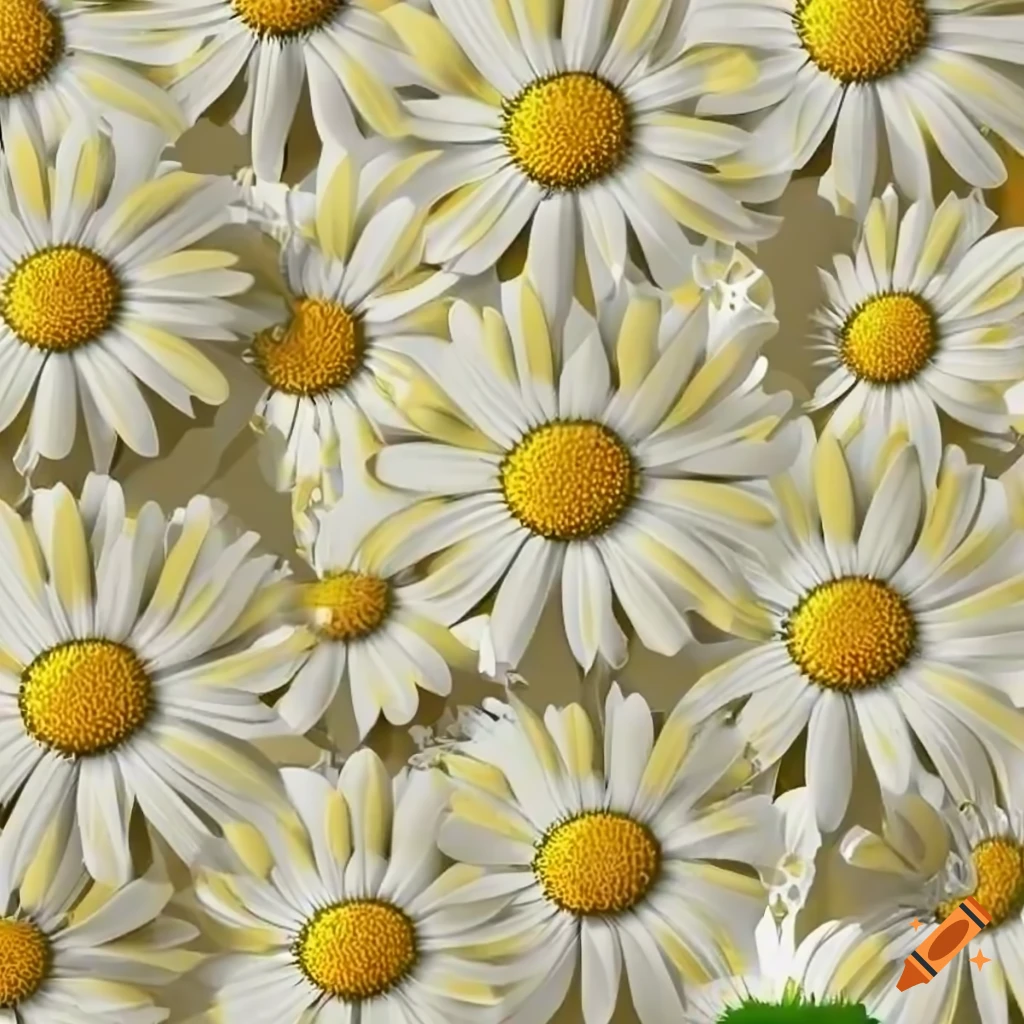 3D white daisies repeating pattern