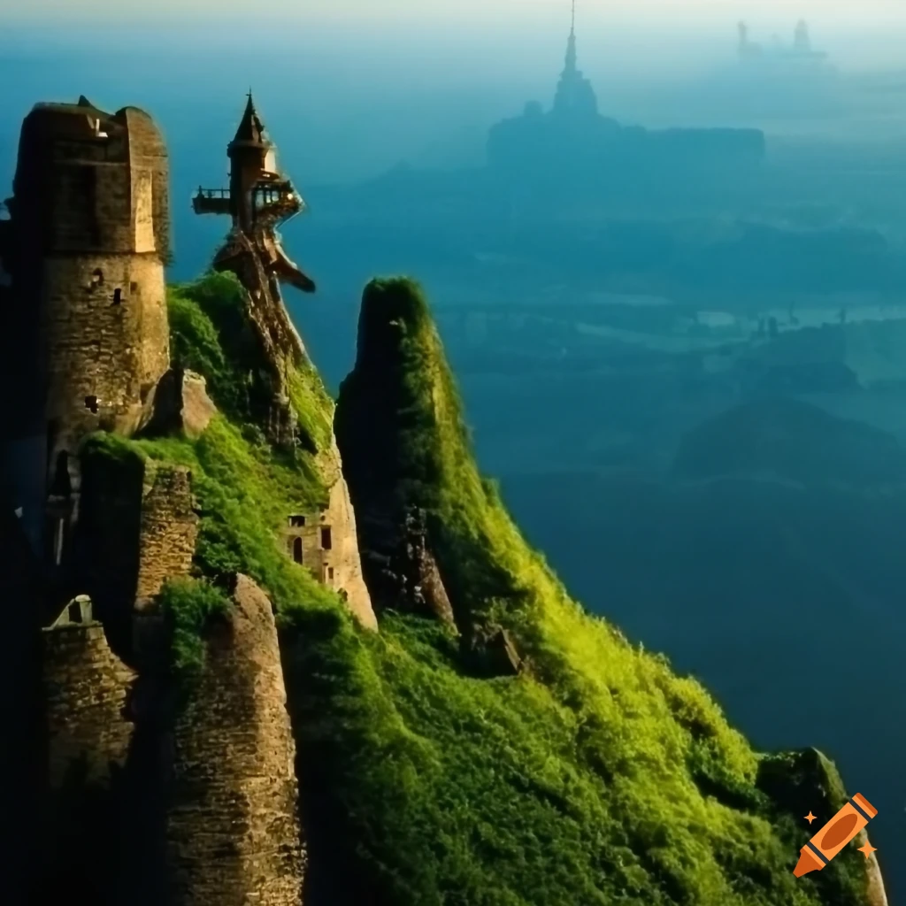 Medieval Landscape With Mountains And A Distant City On Craiyon