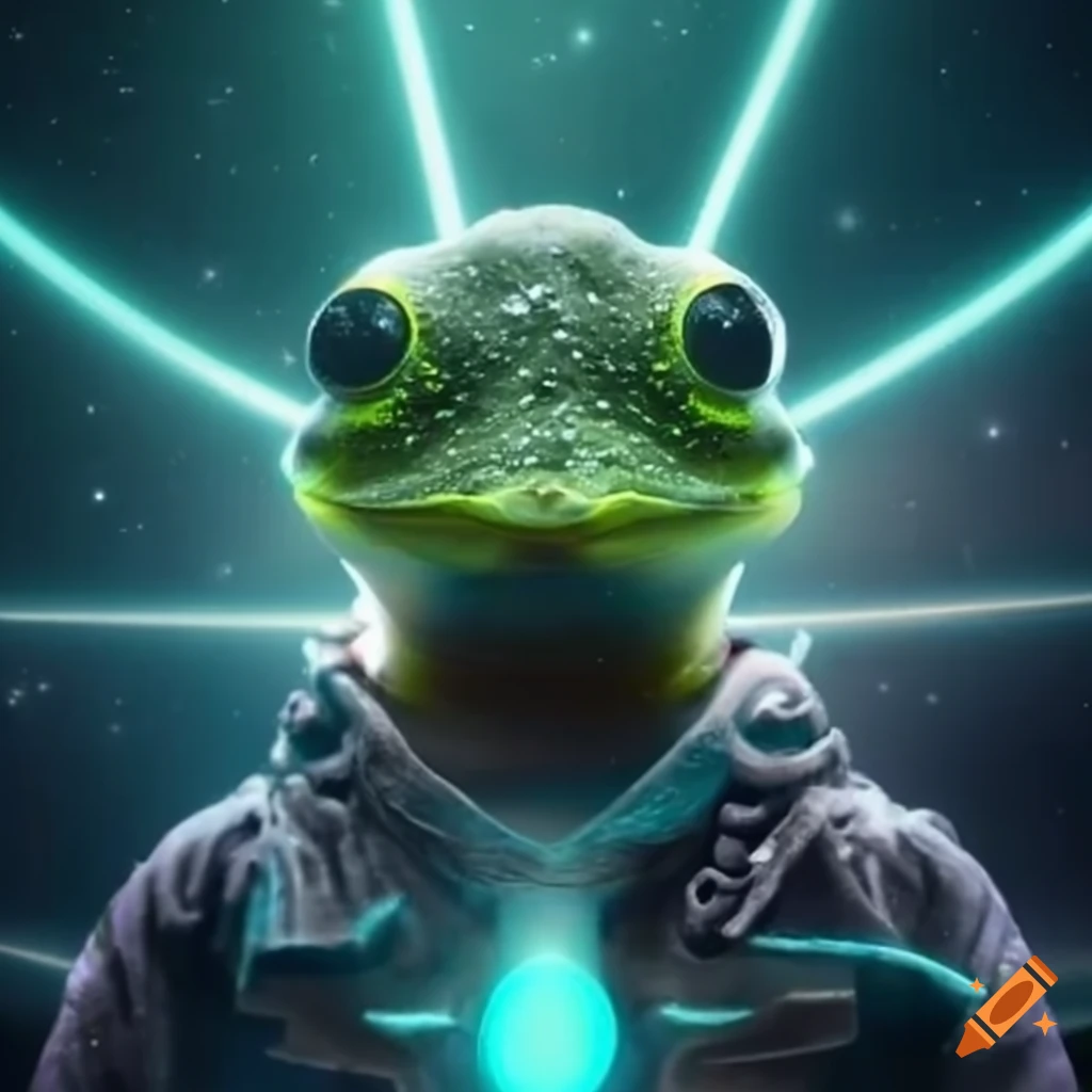 Illustration of an alien space frog with laser eyes on Craiyon