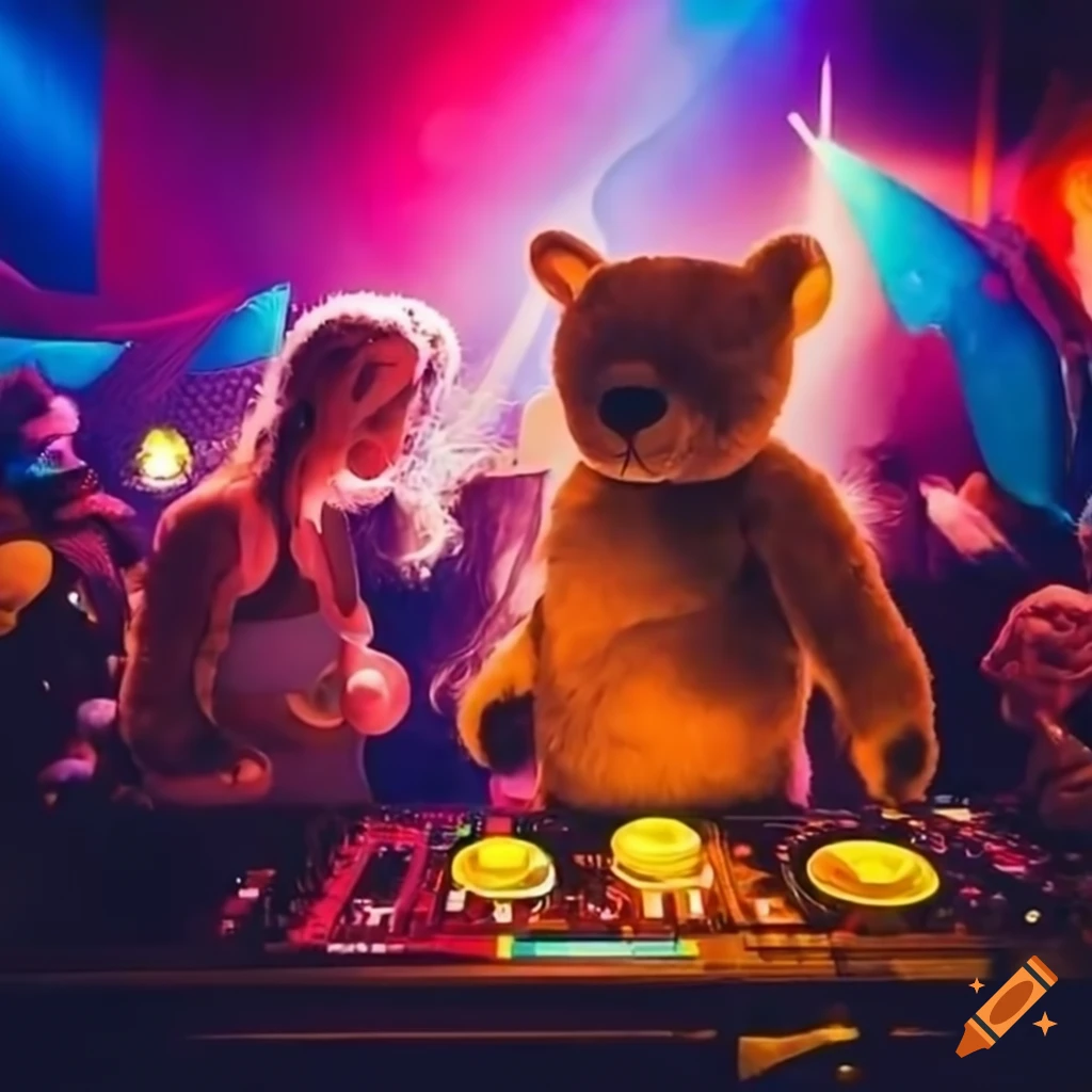 toys partying and DJing at a rave