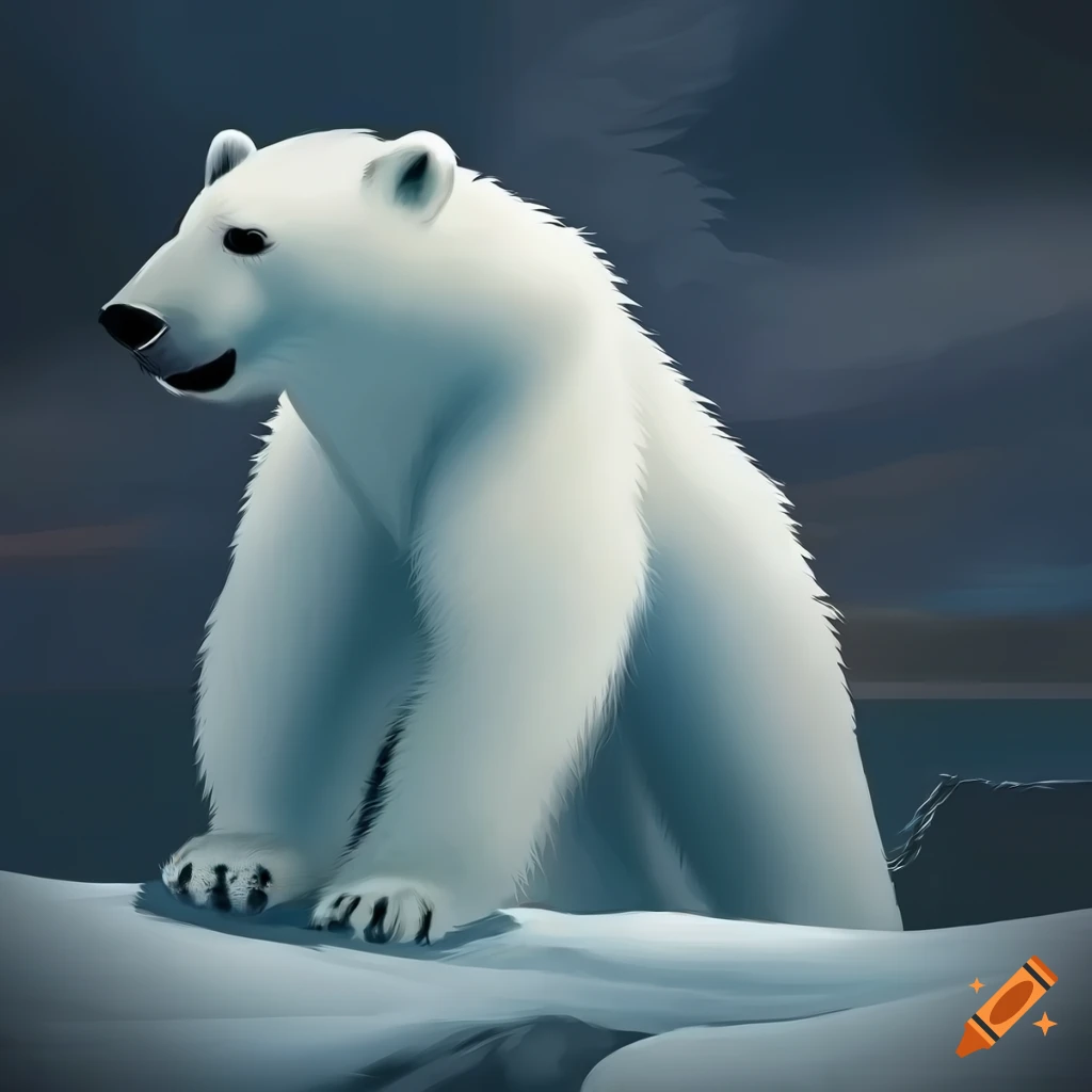 comics style polar bear illustration