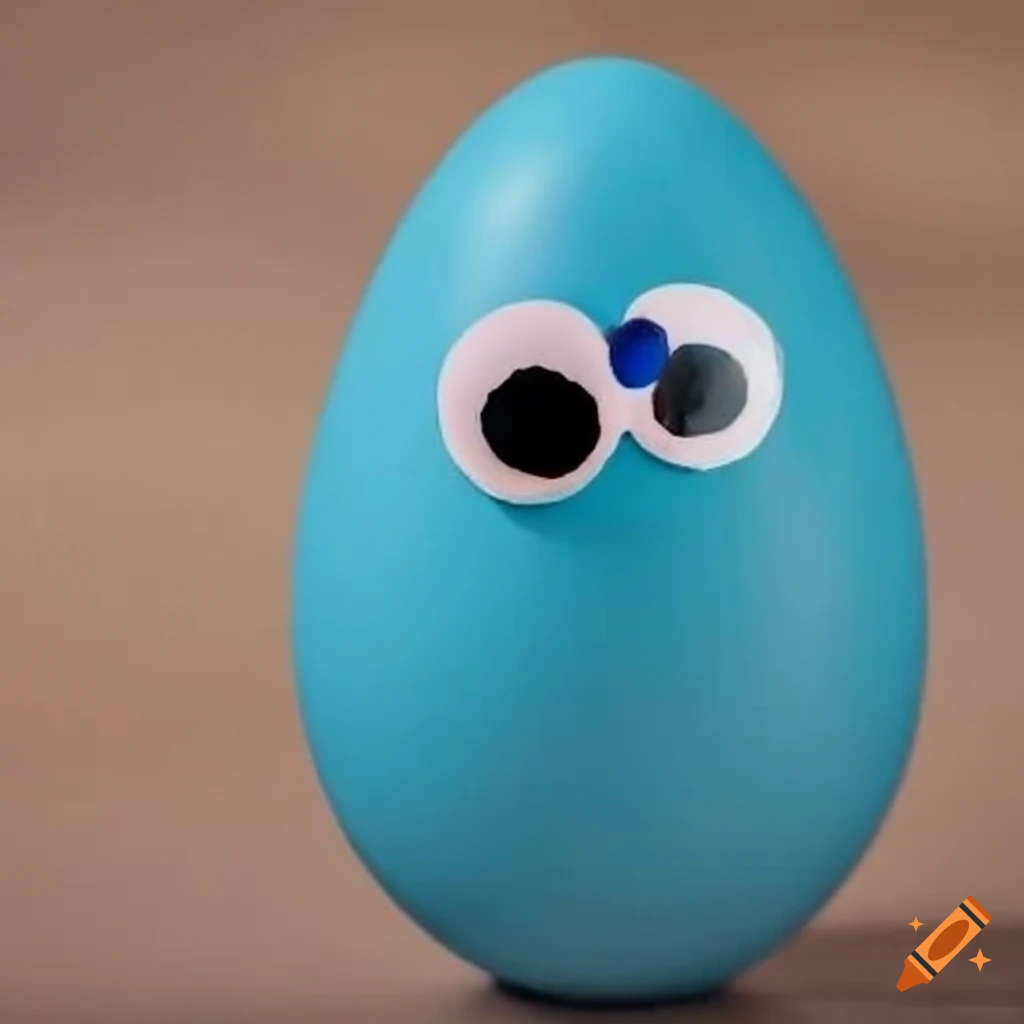 Funny blue egg with googly eyes on Craiyon