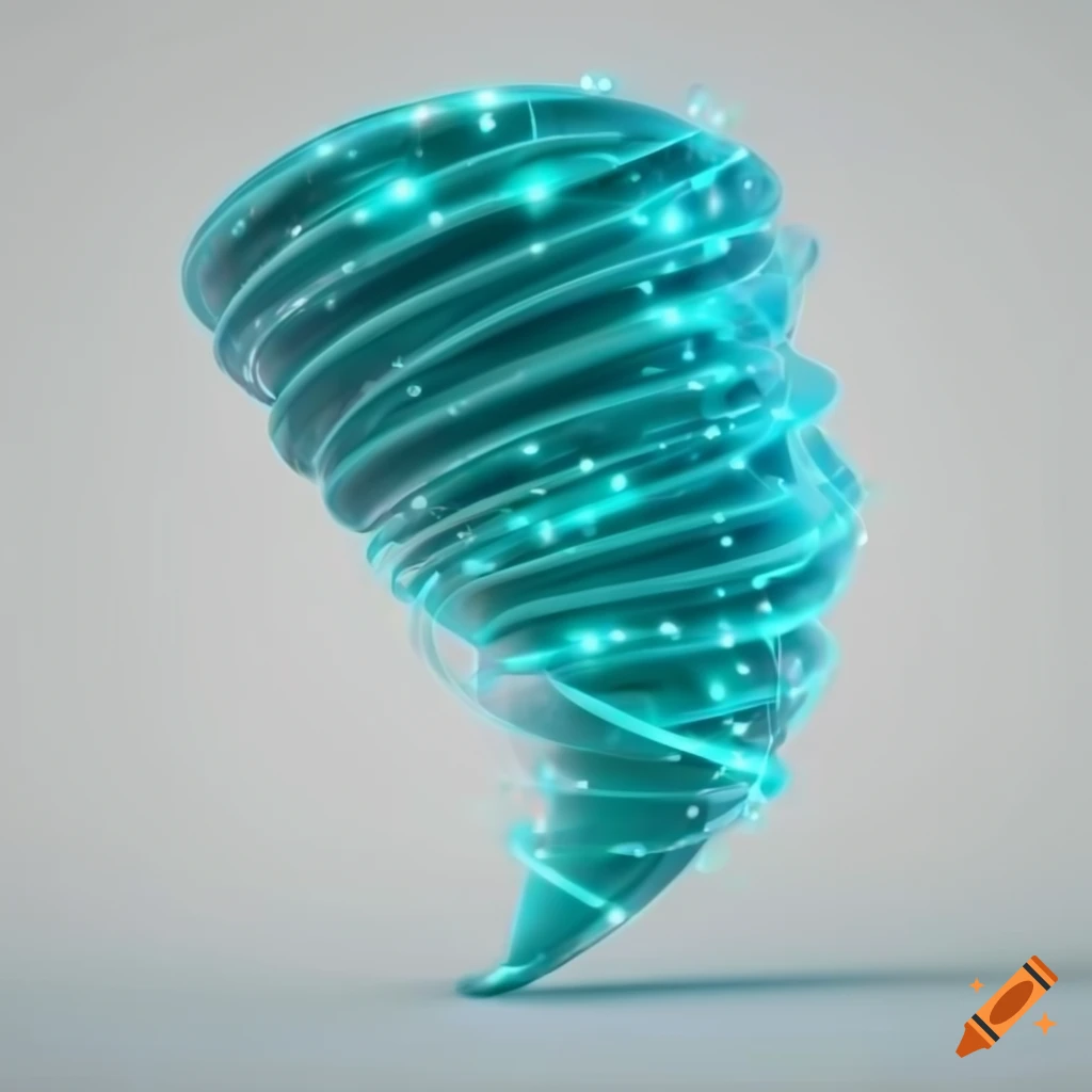 3D rendering of a stunning turquoise-lit tornado