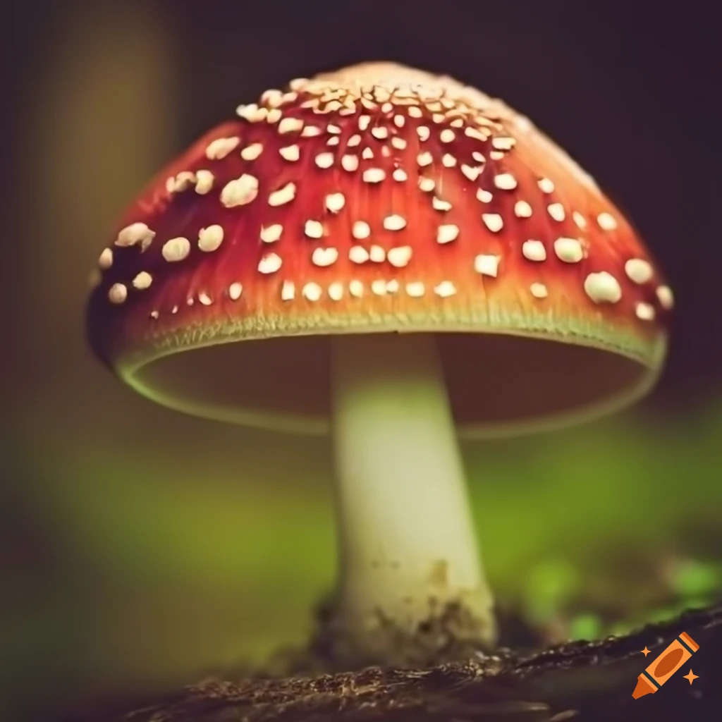 close-up of a realistic mushroom